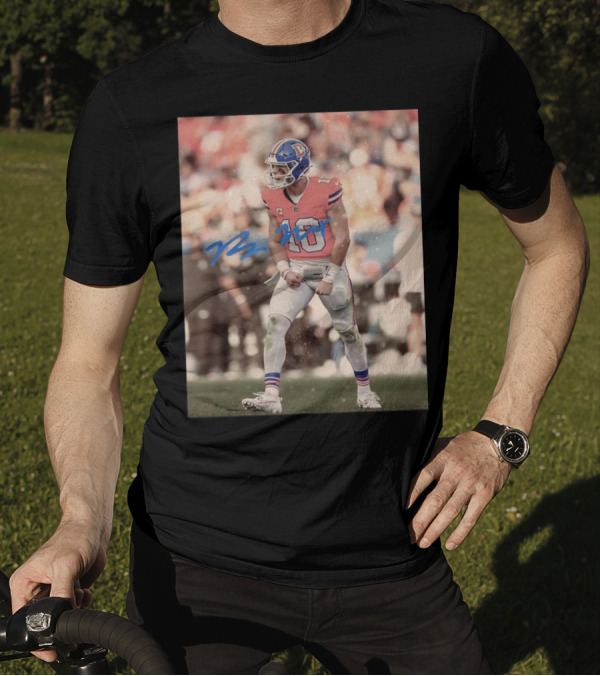 Bo Nix Denver Broncos NFL Player 10 Signature Photo T-Shirt