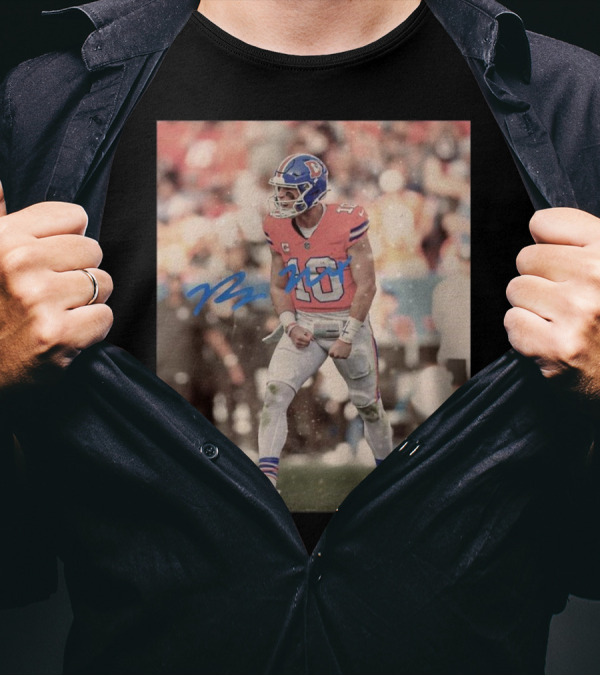 Bo Nix Denver Broncos NFL Player 10 Signature Photo T-Shirt