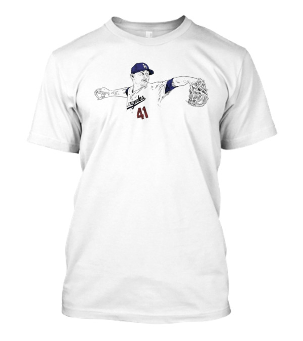 Daniel Hudson 41 2024 Los Angeles Dodgers Hand Drawing T-Shirt