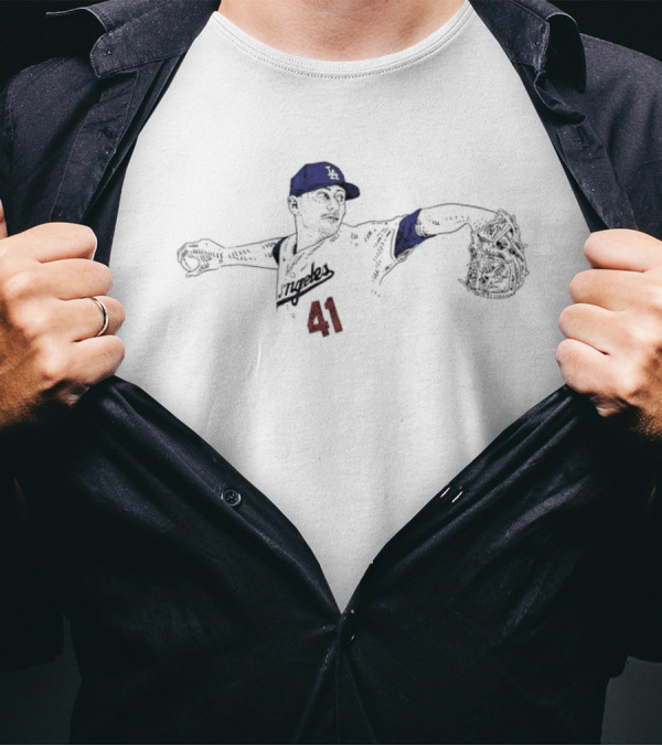 Daniel Hudson 41 2024 Los Angeles Dodgers Hand Drawing T-Shirt