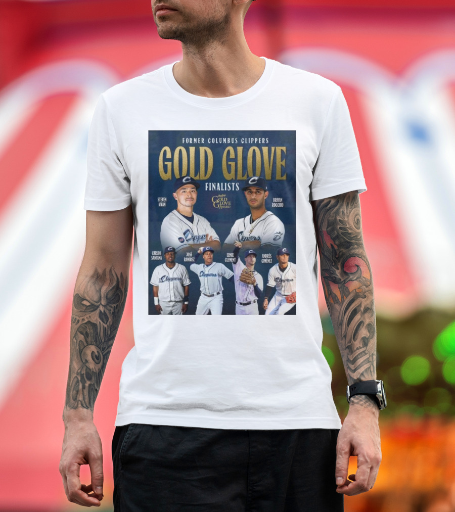Former Columbus Clippers Gold Glove Finalists Steven Kwan Bryan Rocchio Carlos Santana José Ramírez Ernie Clement Andrés Giménez T-Shirt
