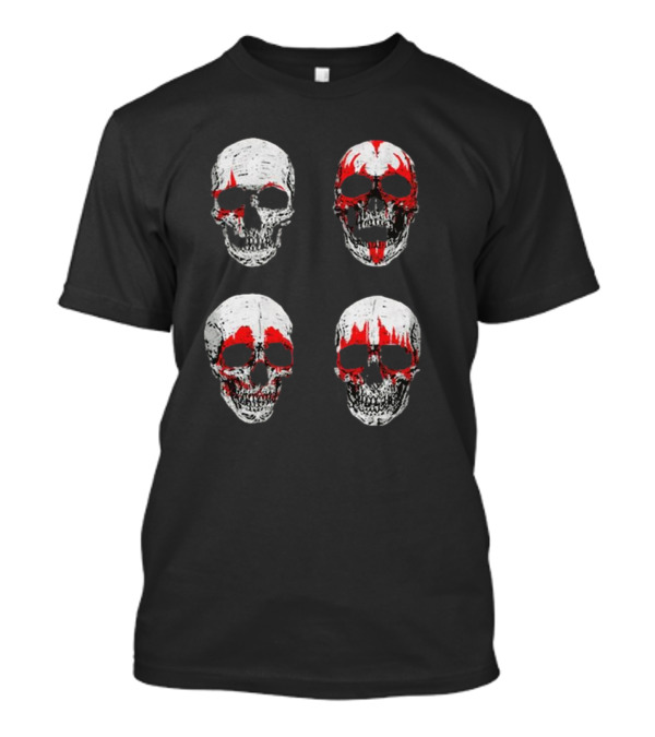 Glow In The Dark Hotter Than Hell Red And White Skulls T-Shirt