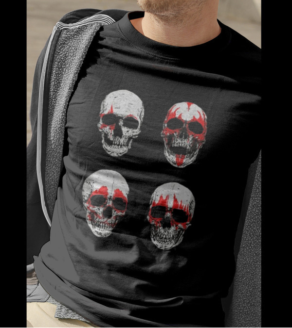 Glow In The Dark Hotter Than Hell Red And White Skulls T-Shirt