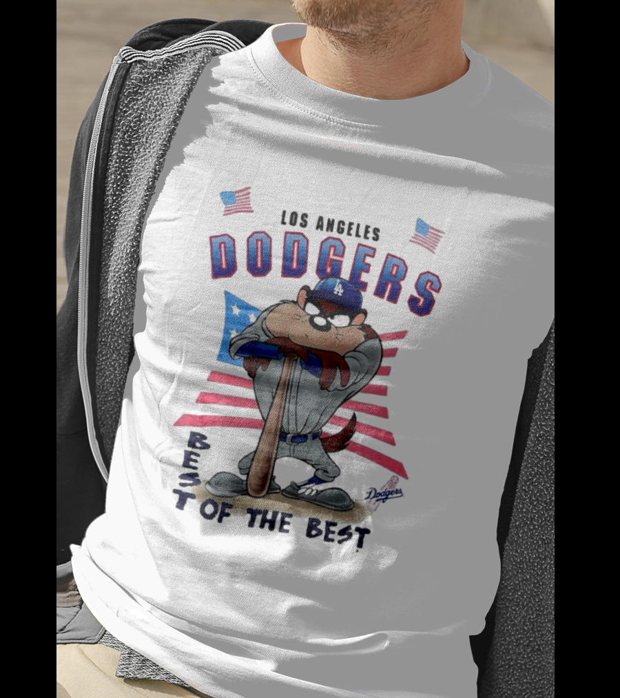 Los Angeles Dodgers Best Of The Best With Mascot And American Flags T-Shirt