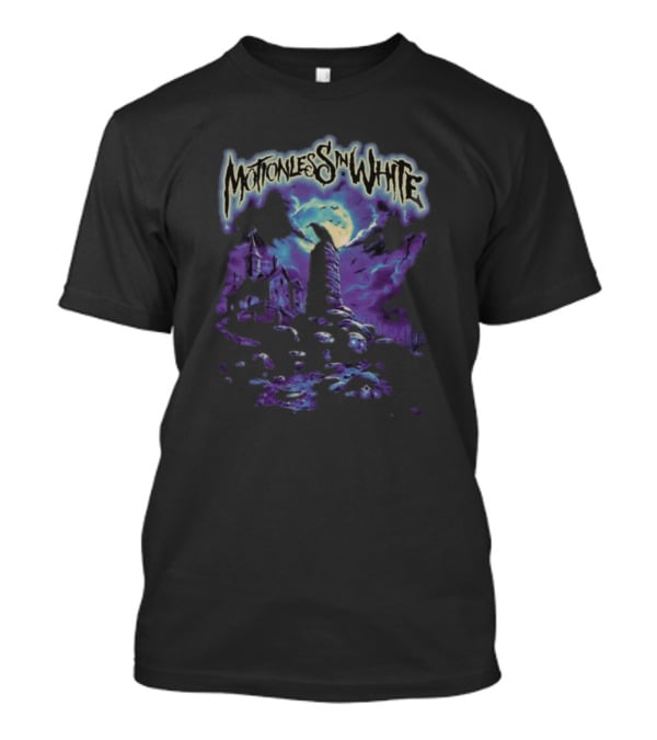 Motionless In White Cemetery Haunted House With Moon And Crow T-Shirt