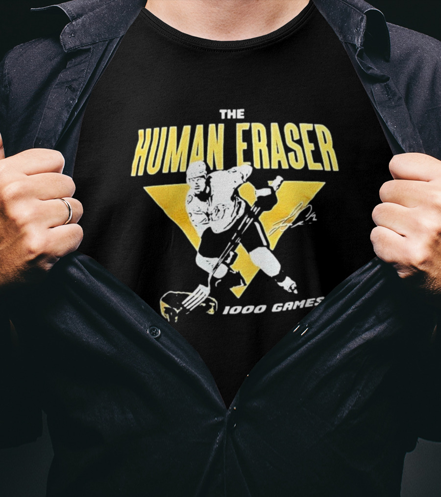Nashville Predators The Human Eraser 1000 Games Signature Hockey T-Shirt