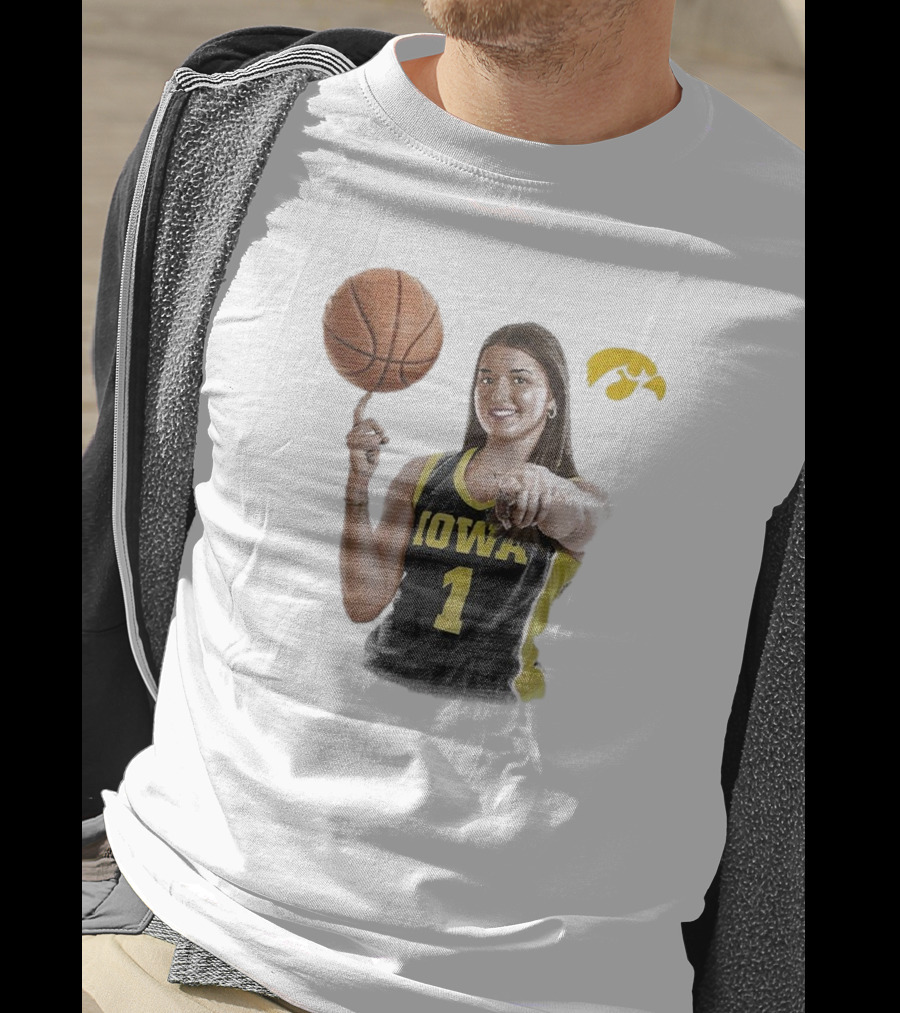 Taylor Stremlow Iowa Basketball Number 1 Portrait Signature With Team T-Shirt