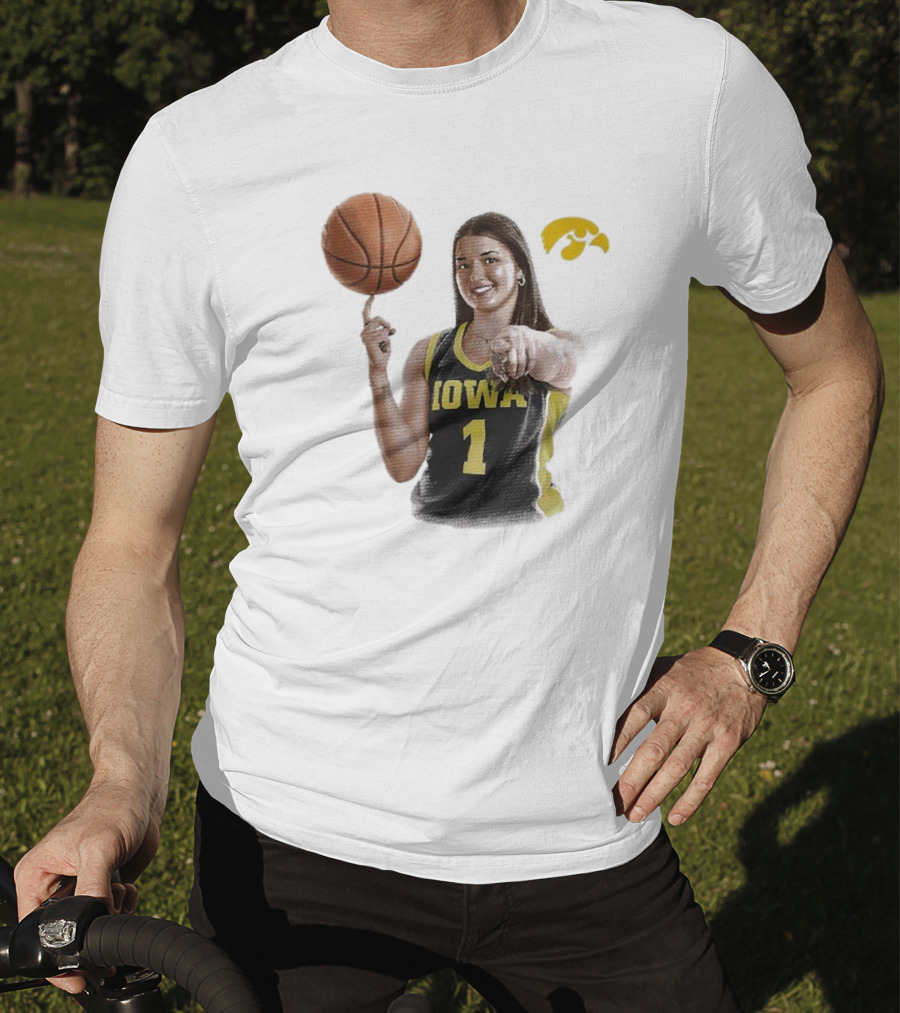 Taylor Stremlow Iowa Basketball Number 1 Portrait Signature With Team T-Shirt