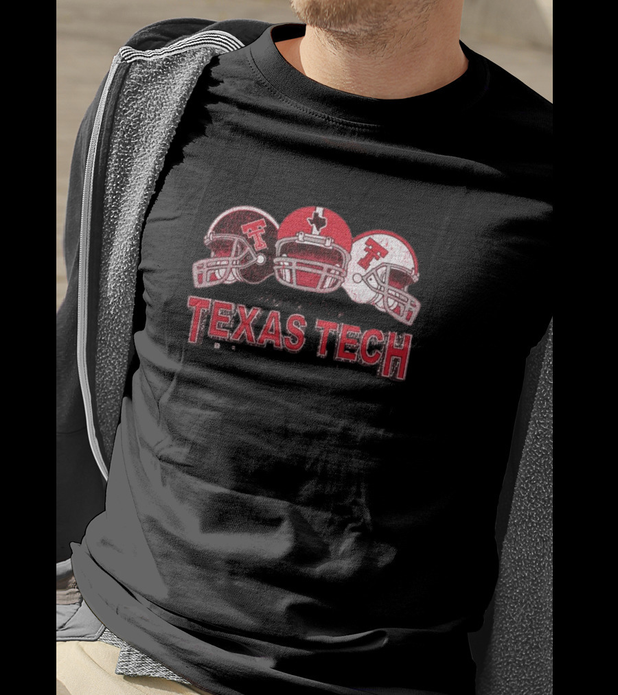 Texas Tech Red Raiders Trio Helmets Graphic Wreck 'Em T-Shirt