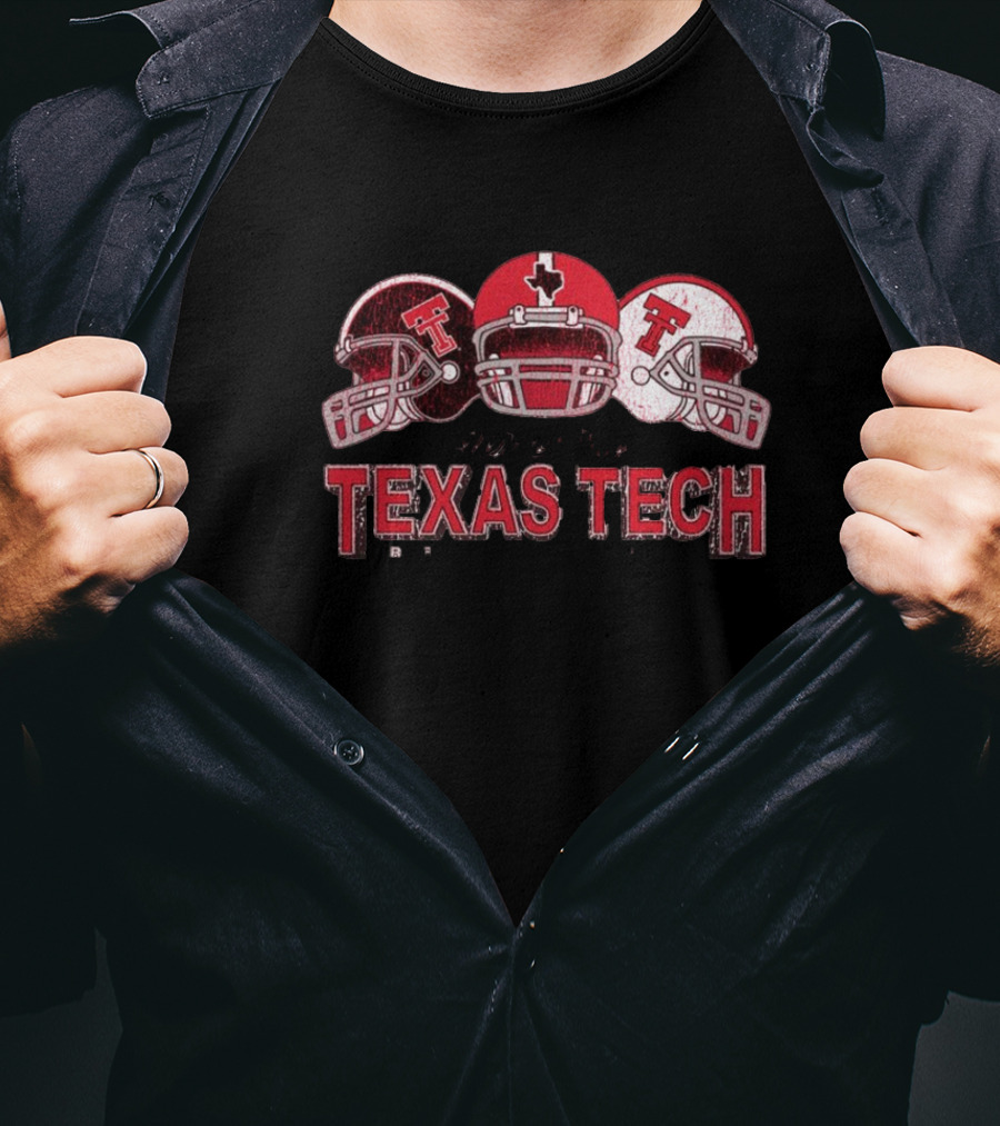 Texas Tech Red Raiders Trio Helmets Graphic Wreck 'Em T-Shirt