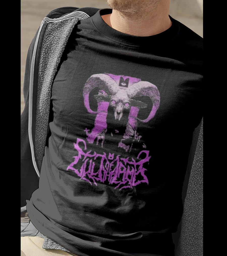 Cult Of The Lamb Unholy Goat Ram Skull Purple T-Shirt
