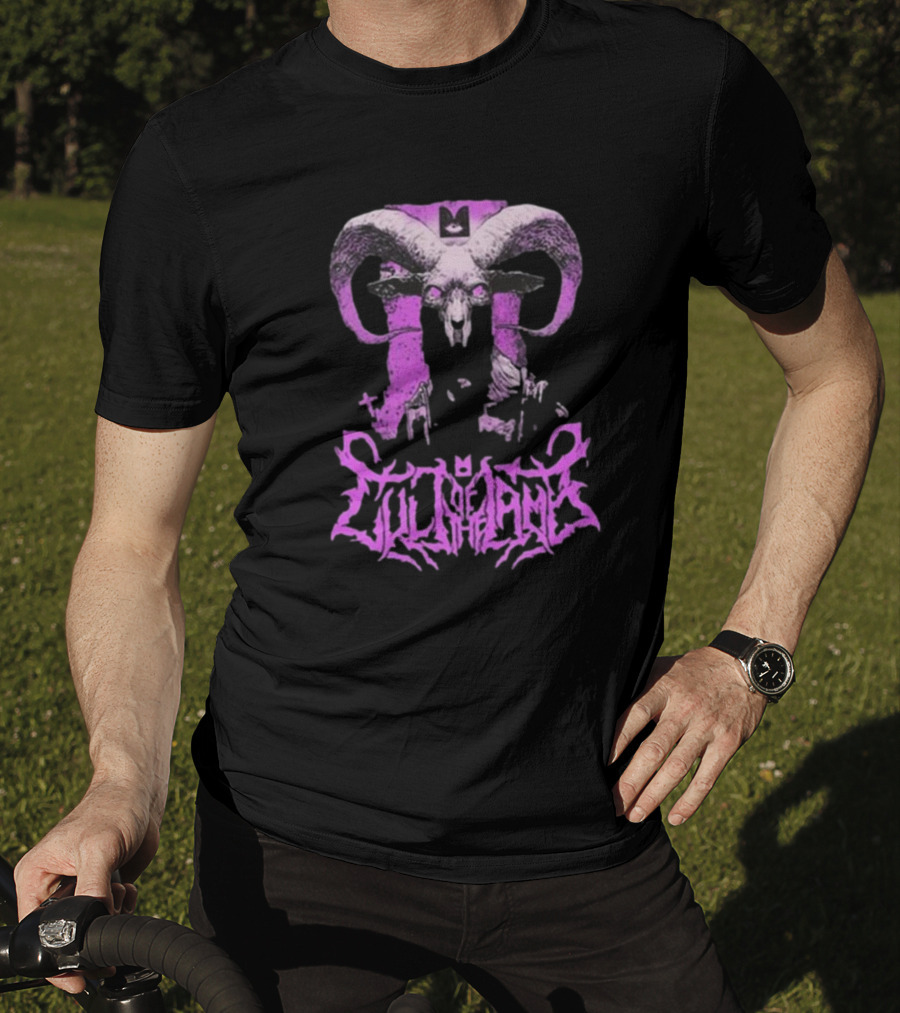 Cult Of The Lamb Unholy Goat Ram Skull Purple T-Shirt