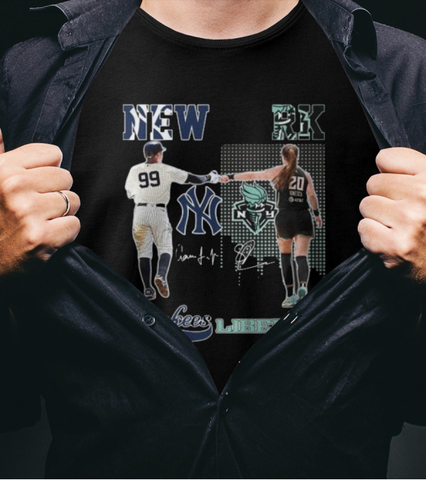 New York Yankees Aaron Judge New York Liberty Sabrina Ionescu Signatures T-Shirt