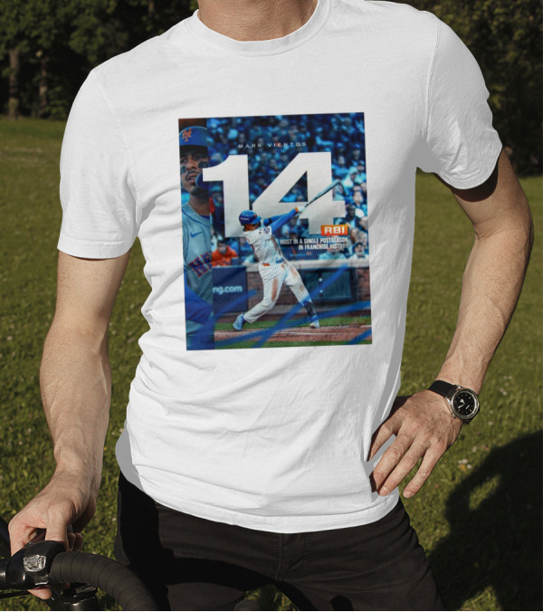Mark Vientos 14 RBI Most In A Single Postseason New York Mets Franchise History T-Shirt