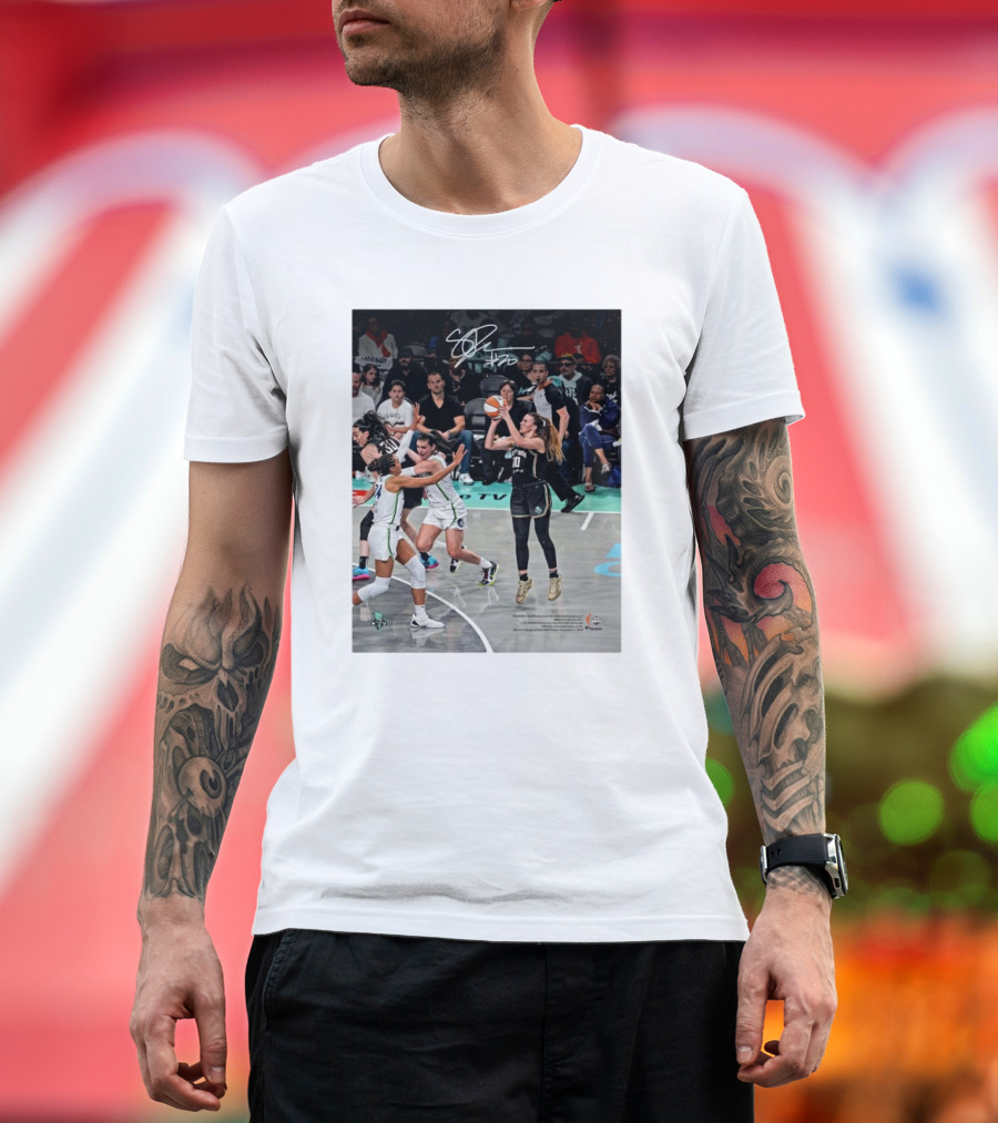 Sabrina Ionescu New York Liberty WNBA 2024 Finals Champions Basketball Action Signature T-Shirt