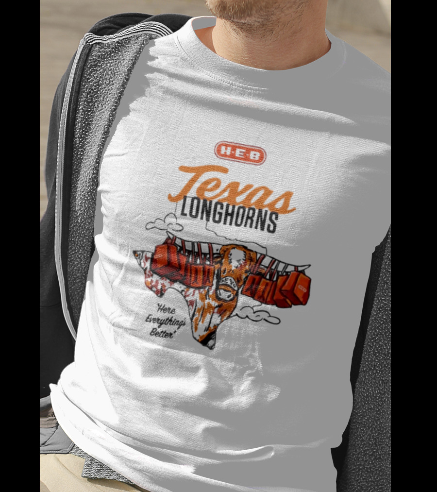 H-E-B Texas Longhorns Here Everything's Better Hook 'em Horns T-Shirt