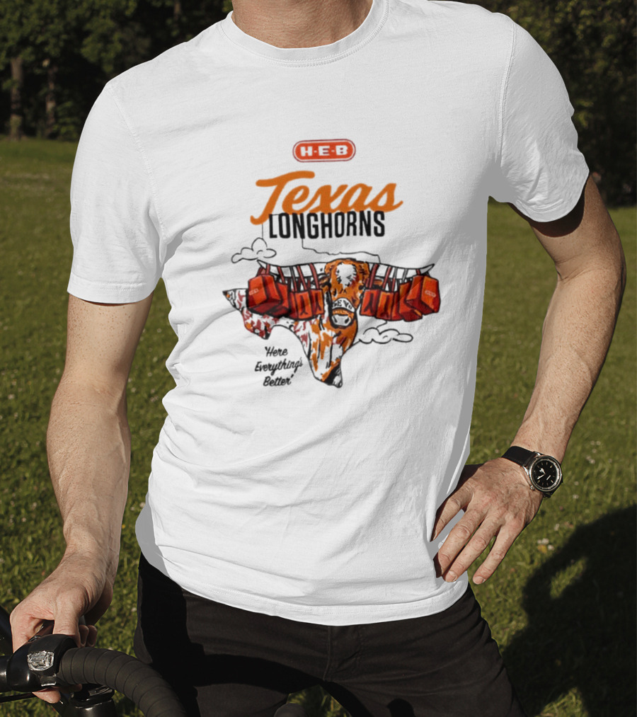 H-E-B Texas Longhorns Here Everything's Better Hook 'em Horns T-Shirt