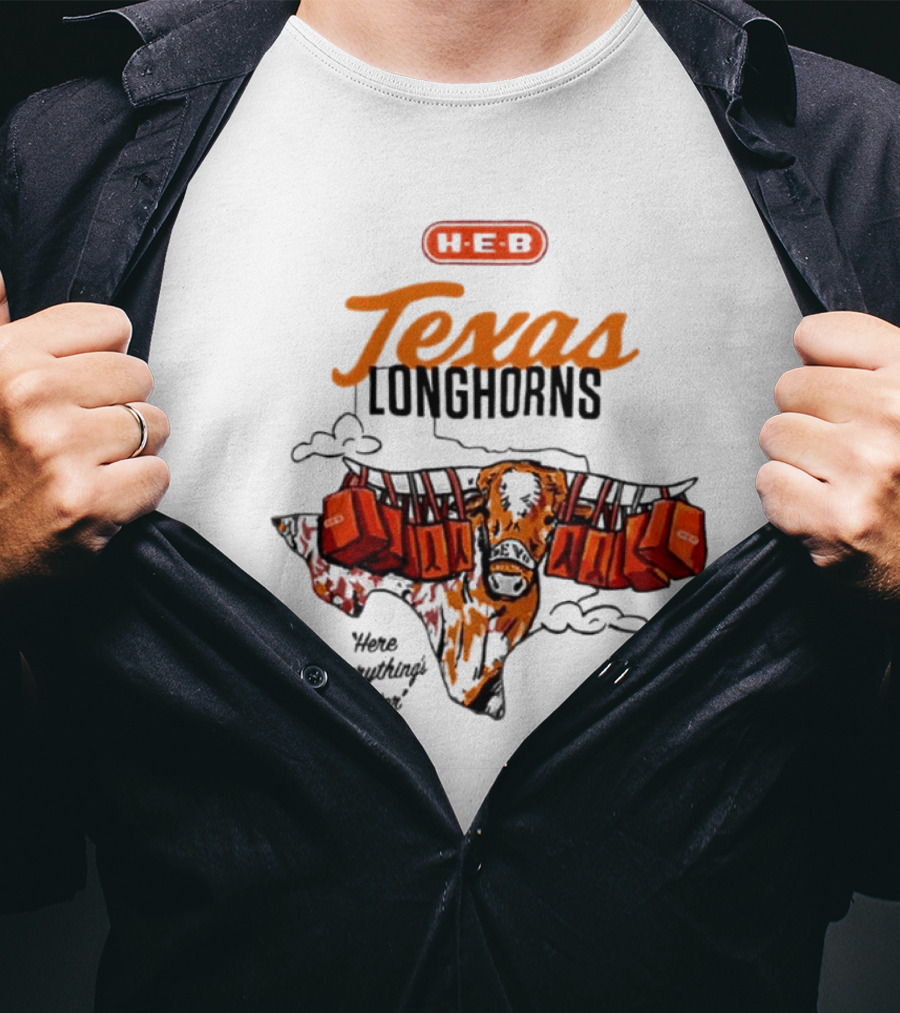 H-E-B Texas Longhorns Here Everything's Better Hook 'em Horns T-Shirt