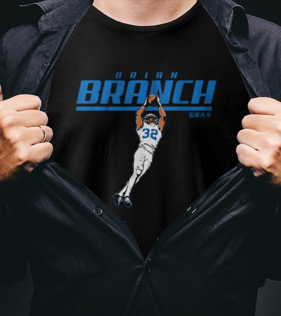 Brian Branch NFL Detroit Lions Jump Catch T-Shirt