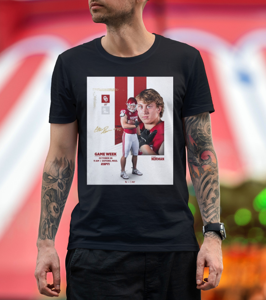 Game Week October 26 Oklahoma Sooners At Ole Miss Rebels Oxford ESPN Signature T-Shirt