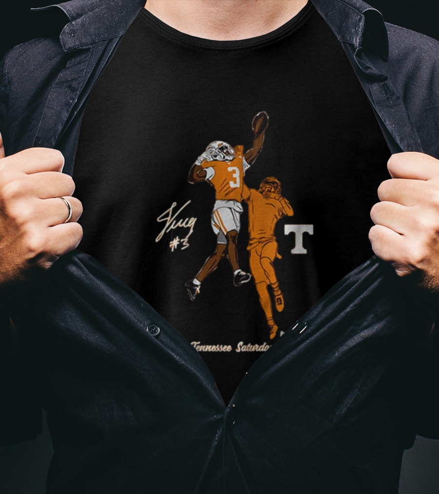 Tennessee Saturday Night Jermod McCoy #3 One-Handed Interception T-Shirt