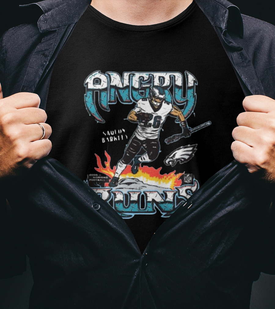 Philadelphia Eagles Angry Runs NFL Saquon Barkley Football Player T-Shirt