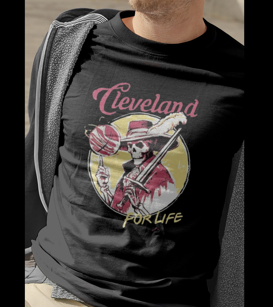 Cleveland Basketball Skeleton For Life T-Shirt