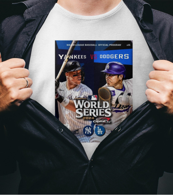 Yankees Vs Dodgers MLB World Series 2024 Official Program Capital One T-Shirt