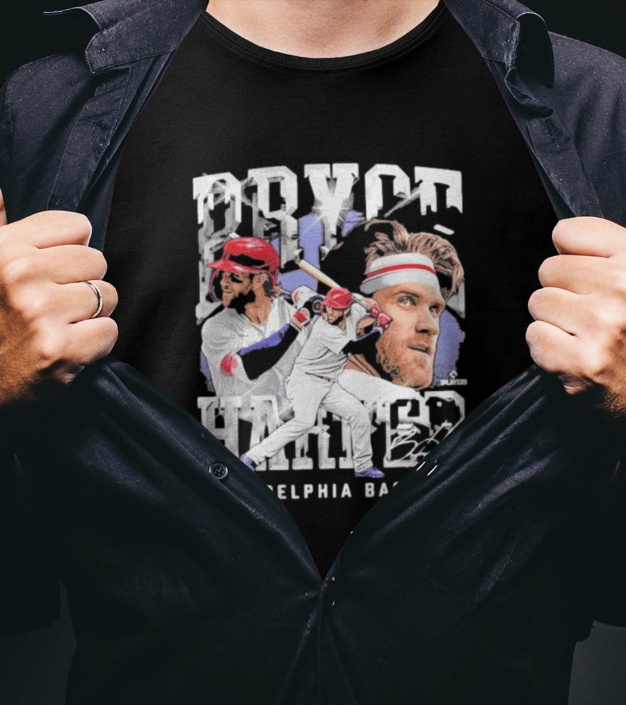 Bryce Harper Philadelphia Baseball MLB Homage Heavyweight Signature T-Shirt