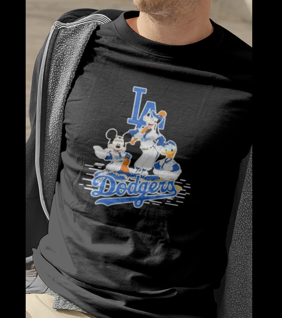 Los Angeles Dodgers Mickey Mouse Donald Duck Goofy Baseball T-Shirt