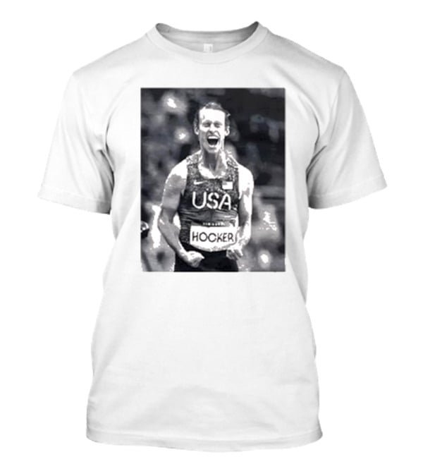 USA Cole Hocker Olympic Photo Signature T-Shirt