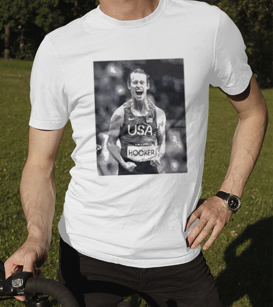 USA Cole Hocker Olympic Photo Signature T-Shirt