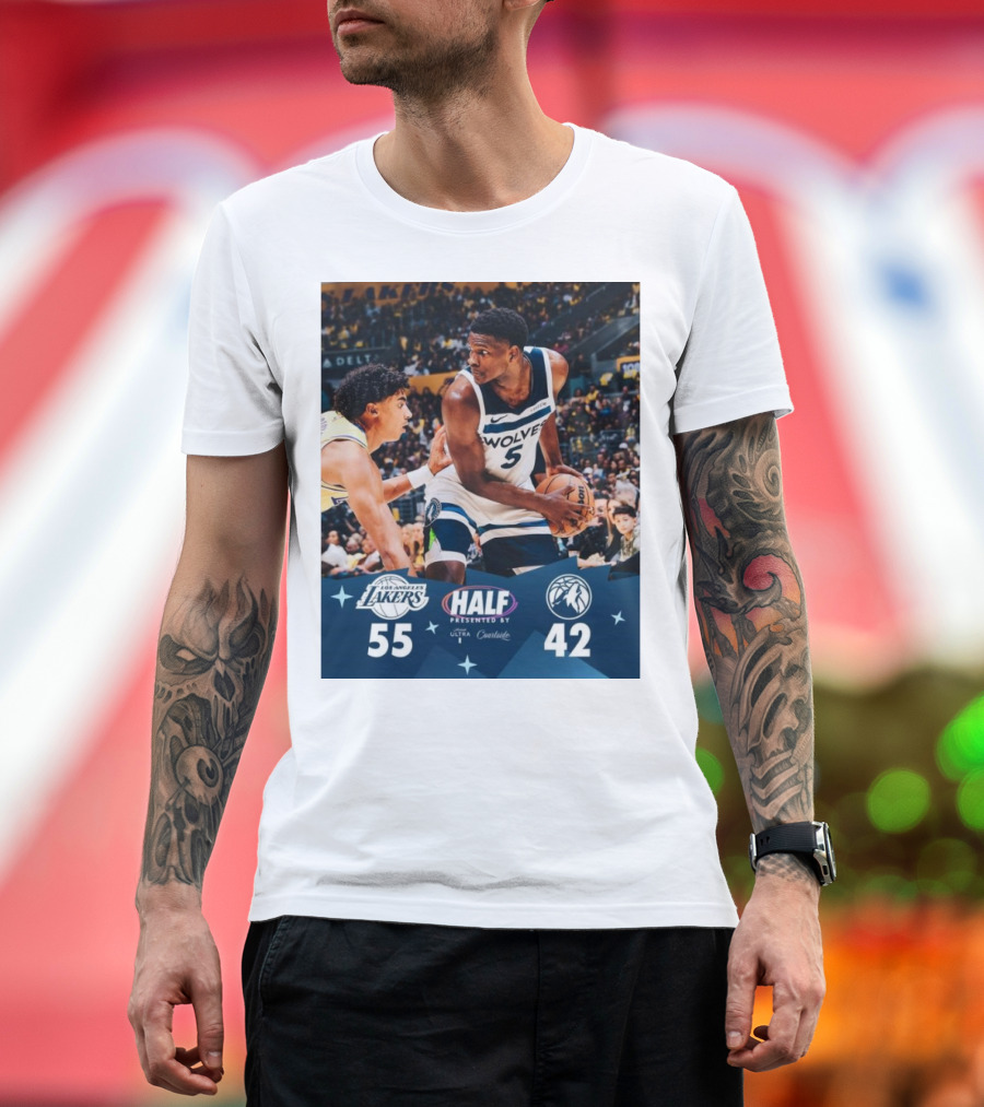 Los Angeles Lakers Halftime 55 – 42 Minnesota Timberwolves NBA Game Highlights T-Shirt