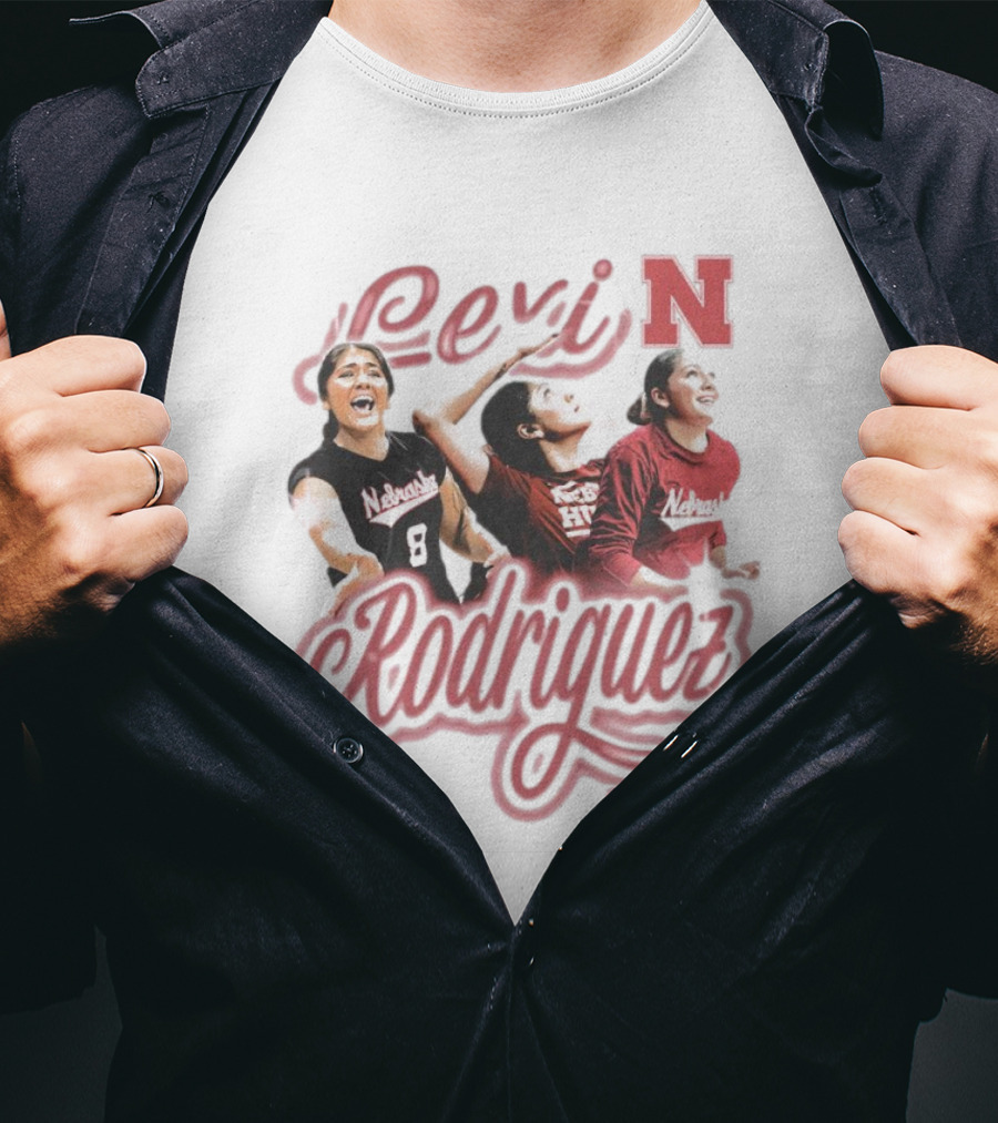 Lexi Rodriguez Nebraska Volleyball Airbrush N Logo Player Action T-Shirt
