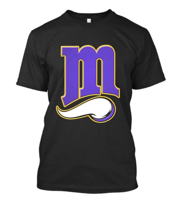 Minnesota Vikings And Minnesota Twins M Logo Fusion In Purple And White T-Shirt