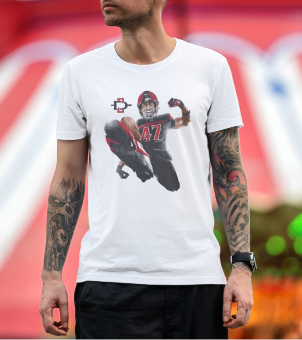 Premium T-Shirt: Trey White San Diego State Aztecs 47 Football Jump T-Shirt Trey White San Diego State Aztecs 47 Football Jump T-Shirt