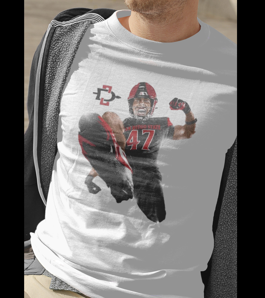 Trey White San Diego State Aztecs 47 Football Jump T-Shirt