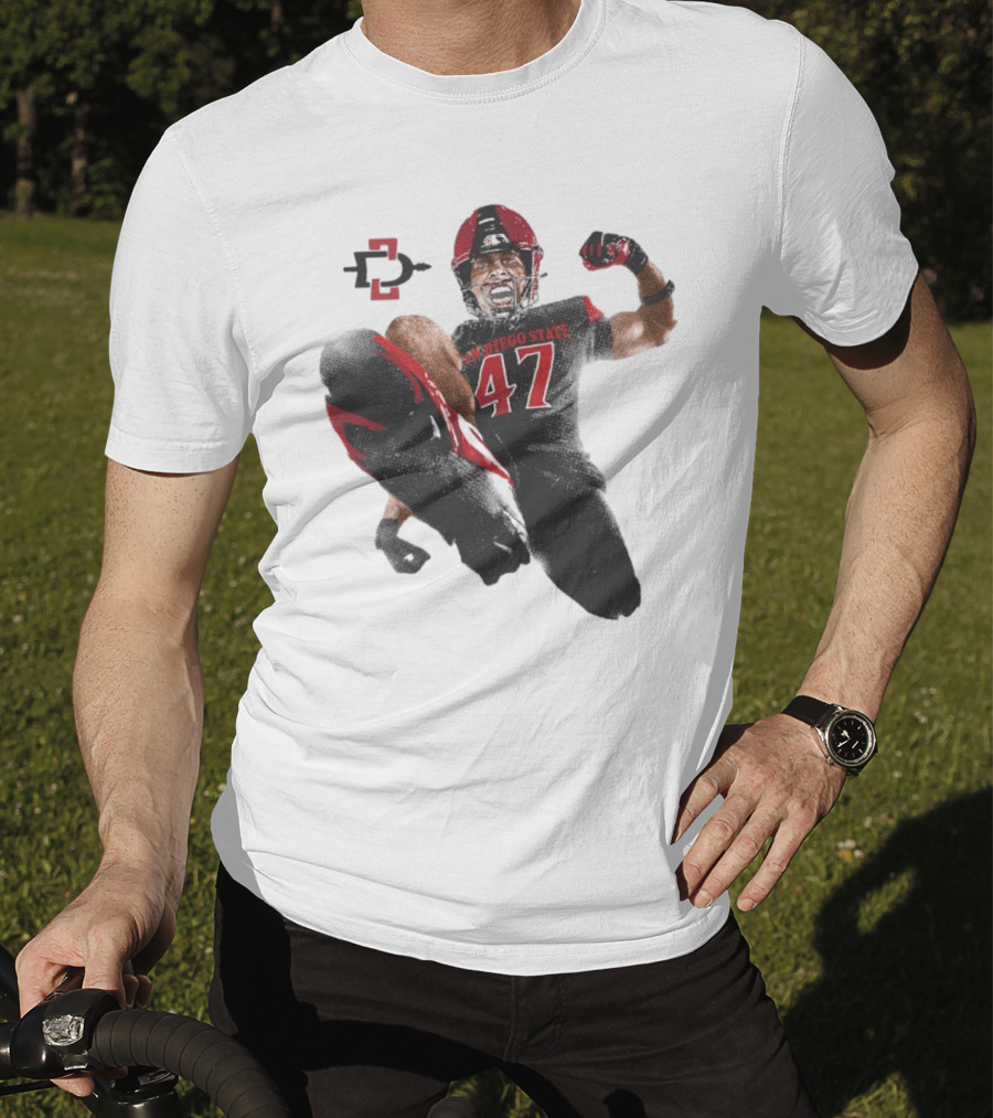 Trey White San Diego State Aztecs 47 Football Jump T-Shirt