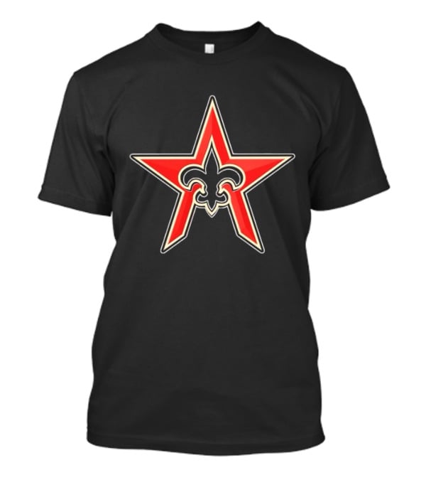 NFL X MLB New Orleans Saints Houston Astros Logo Star Fleur-de-lis Mashup T-Shirt