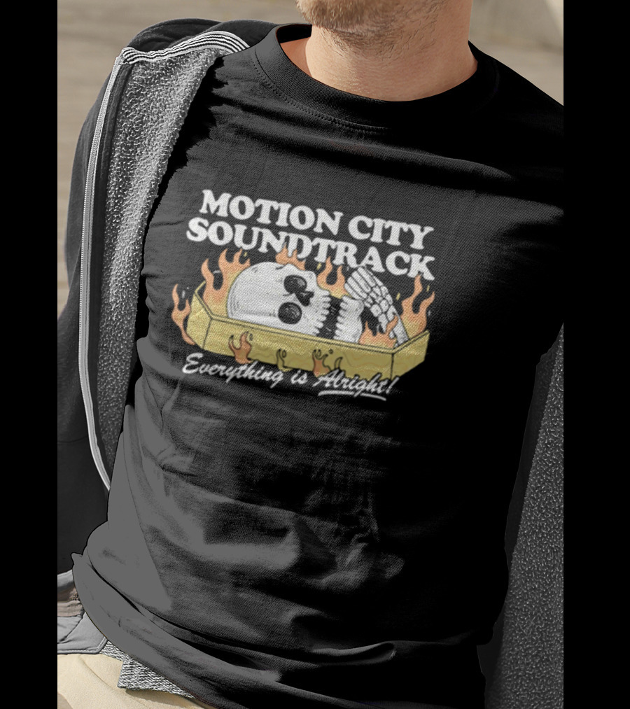 Motion City Soundtrack Everything Is Alright Skeleton In Coffin With Flames T-Shirt