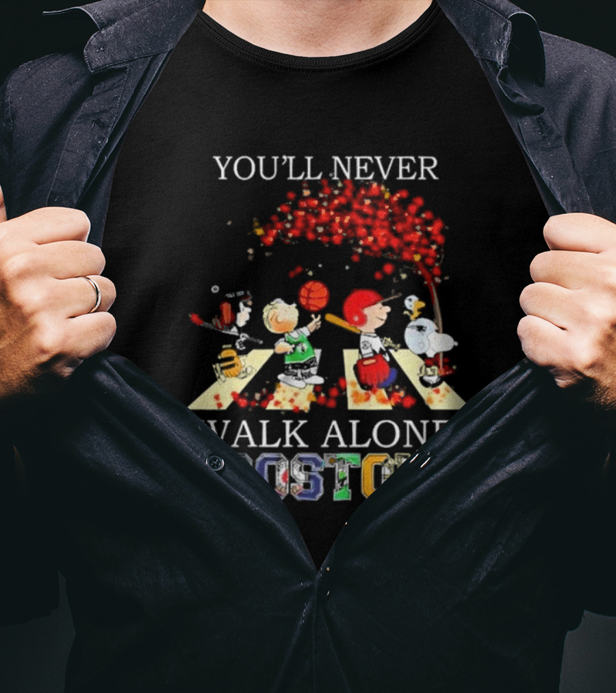 Peanuts Characters You’ll Never Walk Alone Boston Sports City Team T-Shirt