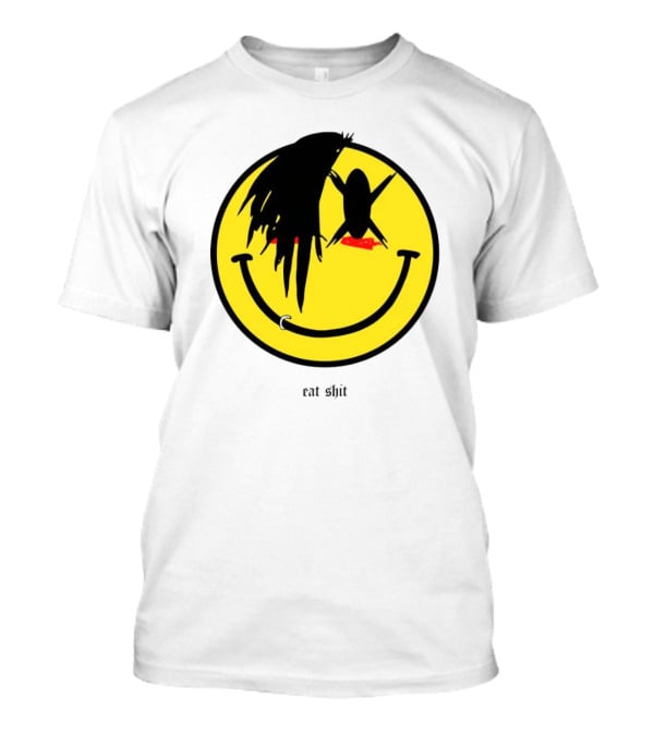 My Chemical Romance Smiley Symbol Eat Shit Face With Hair And Piercing T-Shirt