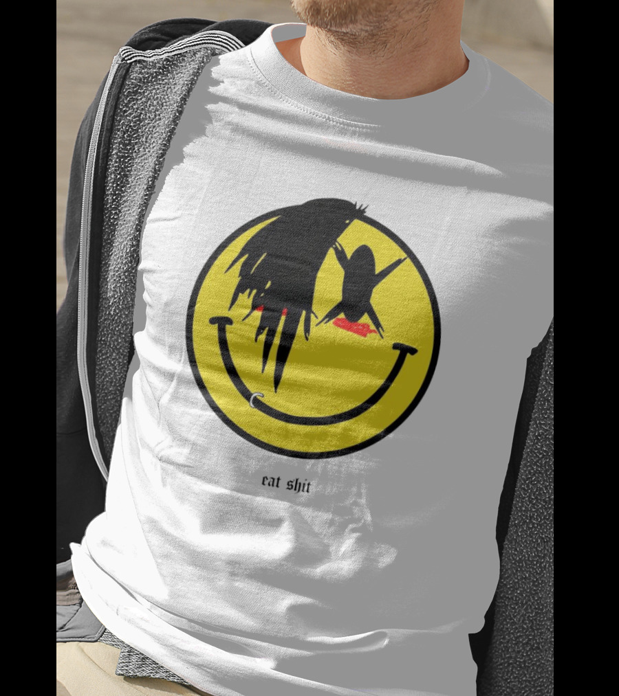 My Chemical Romance Smiley Symbol Eat Shit Face With Hair And Piercing T-Shirt