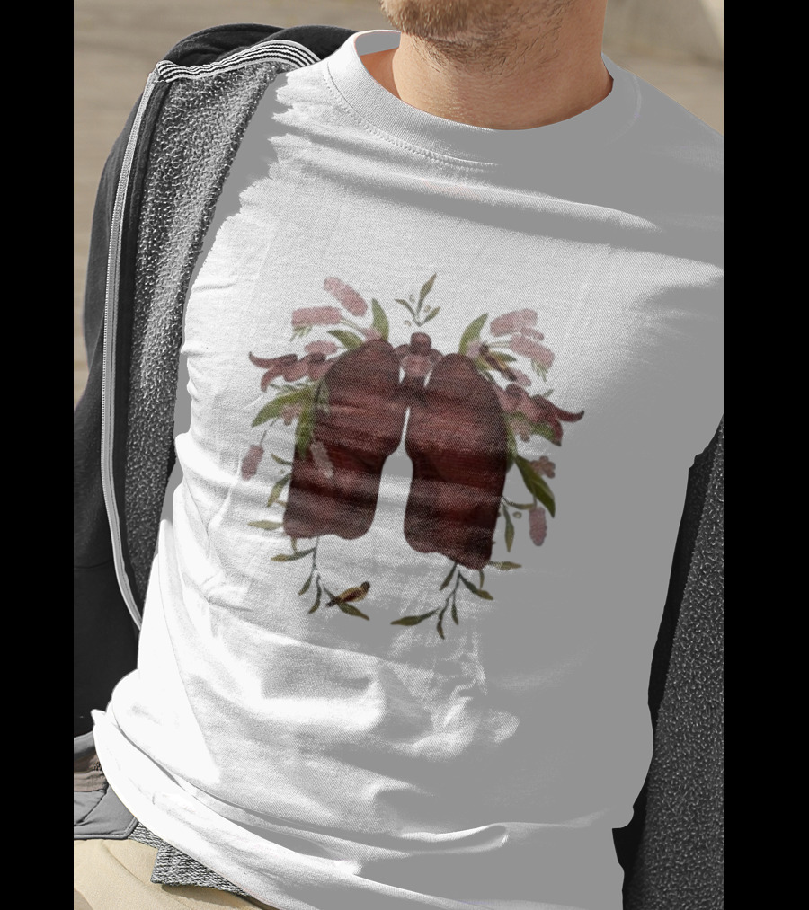 Natural Maroon Lungs Botanical Embellishment T-Shirt
