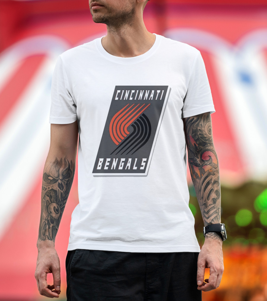 Cincinnati Bengals X Portland Trail Blazers Mashup Logo NFL NBA T-Shirt