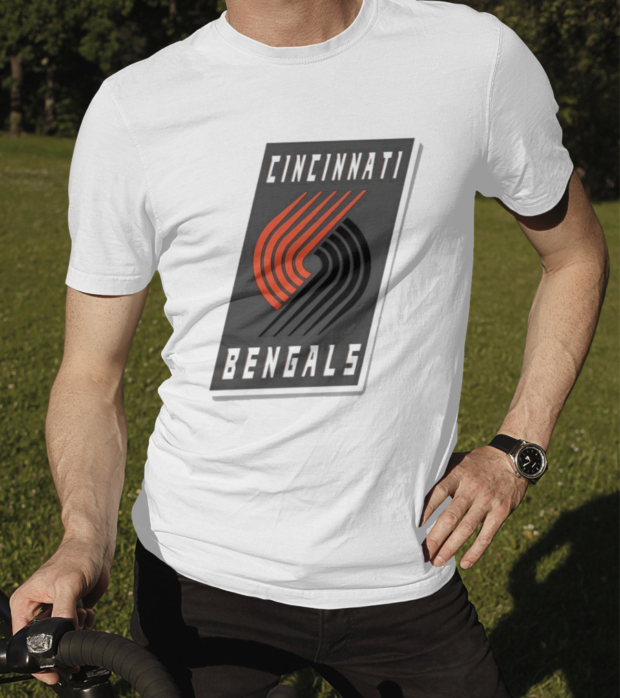 Cincinnati Bengals X Portland Trail Blazers Mashup Logo NFL NBA T-Shirt