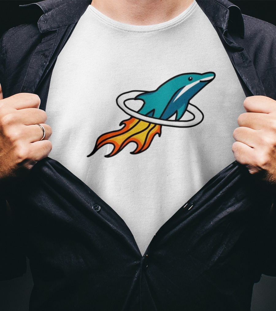 Dolphins X Rockets Crossover Logo Mashup T-Shirt