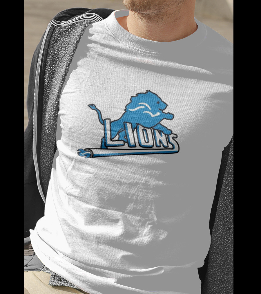 NFL Detroit Lions Blue Logo Mashup With NBA Detroit Pistons Inspired T-Shirt