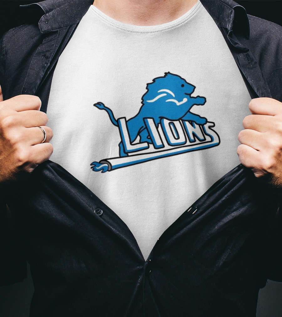 NFL Detroit Lions Blue Logo Mashup With NBA Detroit Pistons Inspired T-Shirt