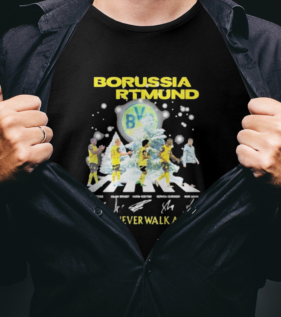 Borussia Dortmund BV Celebrate Christmas Signatures You'll Never Walk Alone T-Shirt